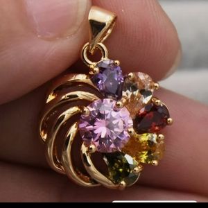 New gold filled multi color cz pendant